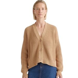 Quince 100% Organic Cotton Cardigan-Camel